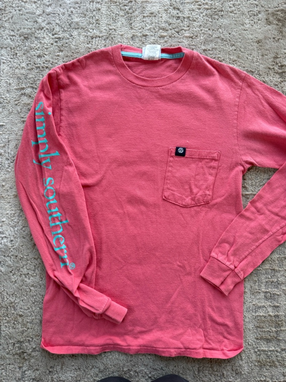Simply Southern Women’s Long Sleeve Pocket Tee - Coral Pink